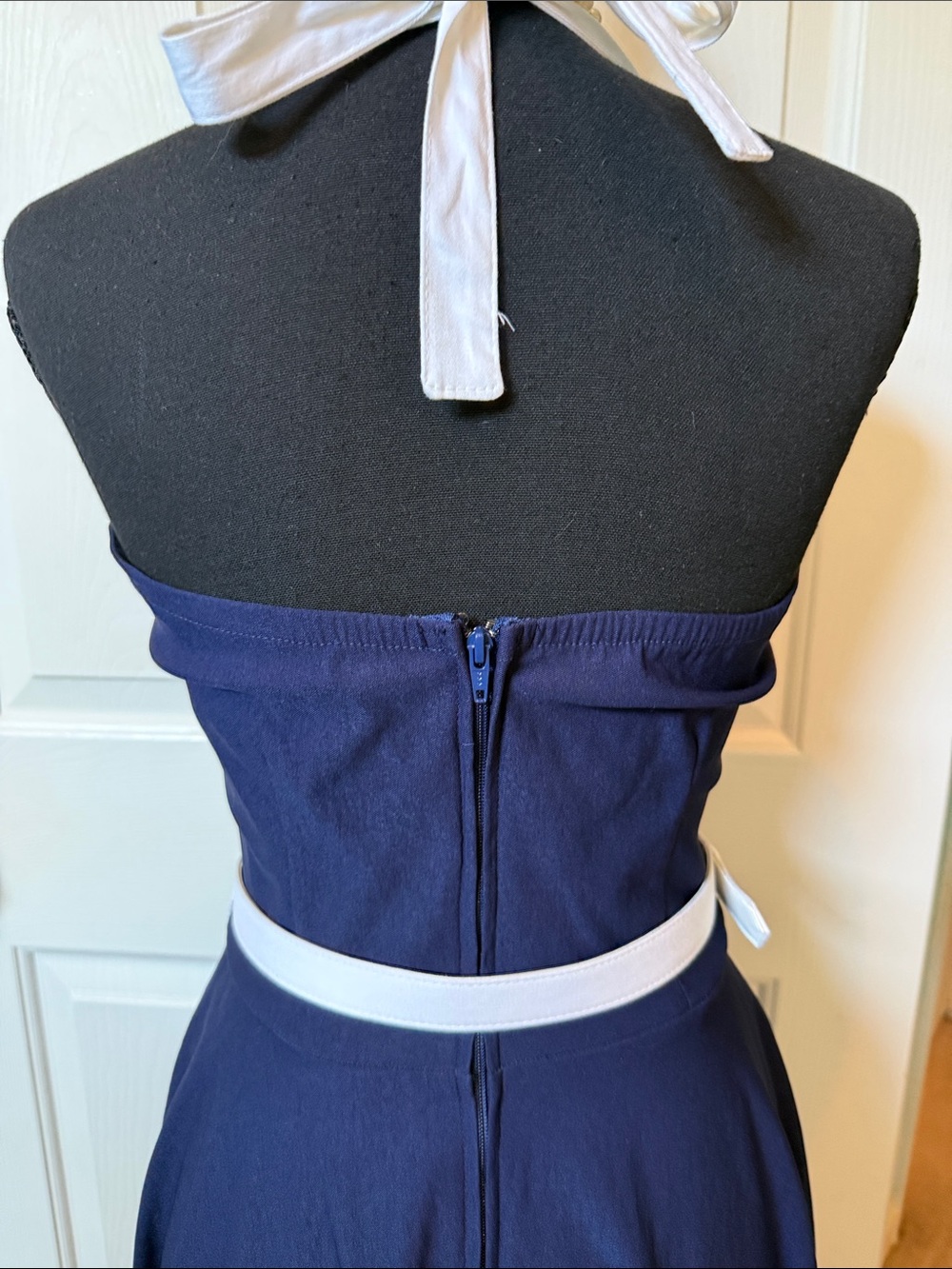 Pinup Couture Rockabilly Navy and White Sailor Halter Retro 1950s Swing Dress - Picture 6 of 9